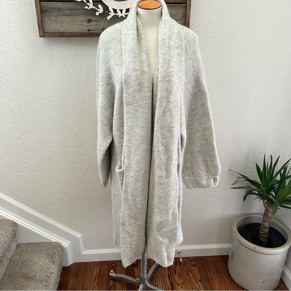 Madewell Plus Glenridge Shawl-Collar Sweater Coat gray open front cardigan 3X